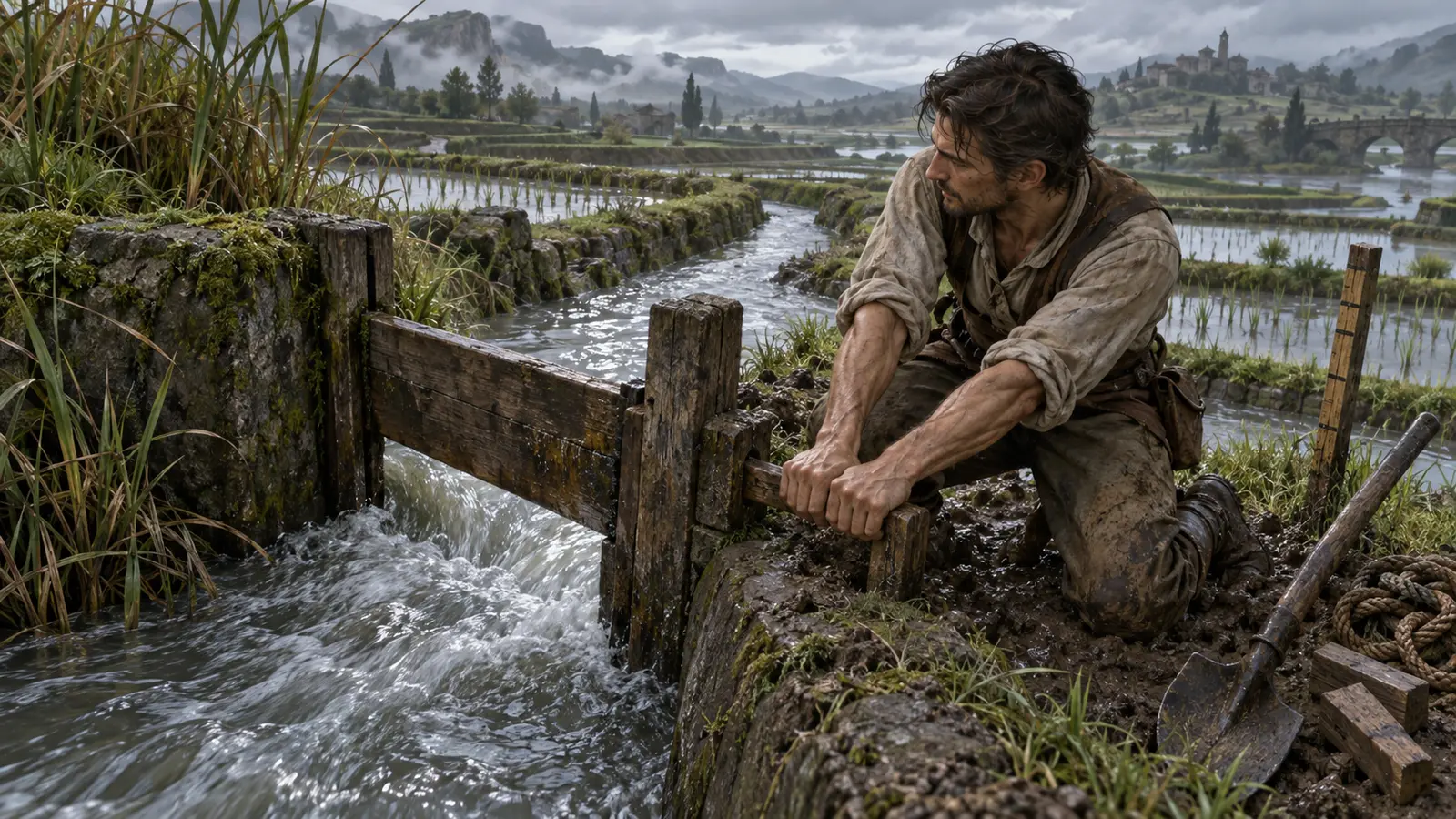 Goran Estève, irrigant humain, en activité dans son environnement.