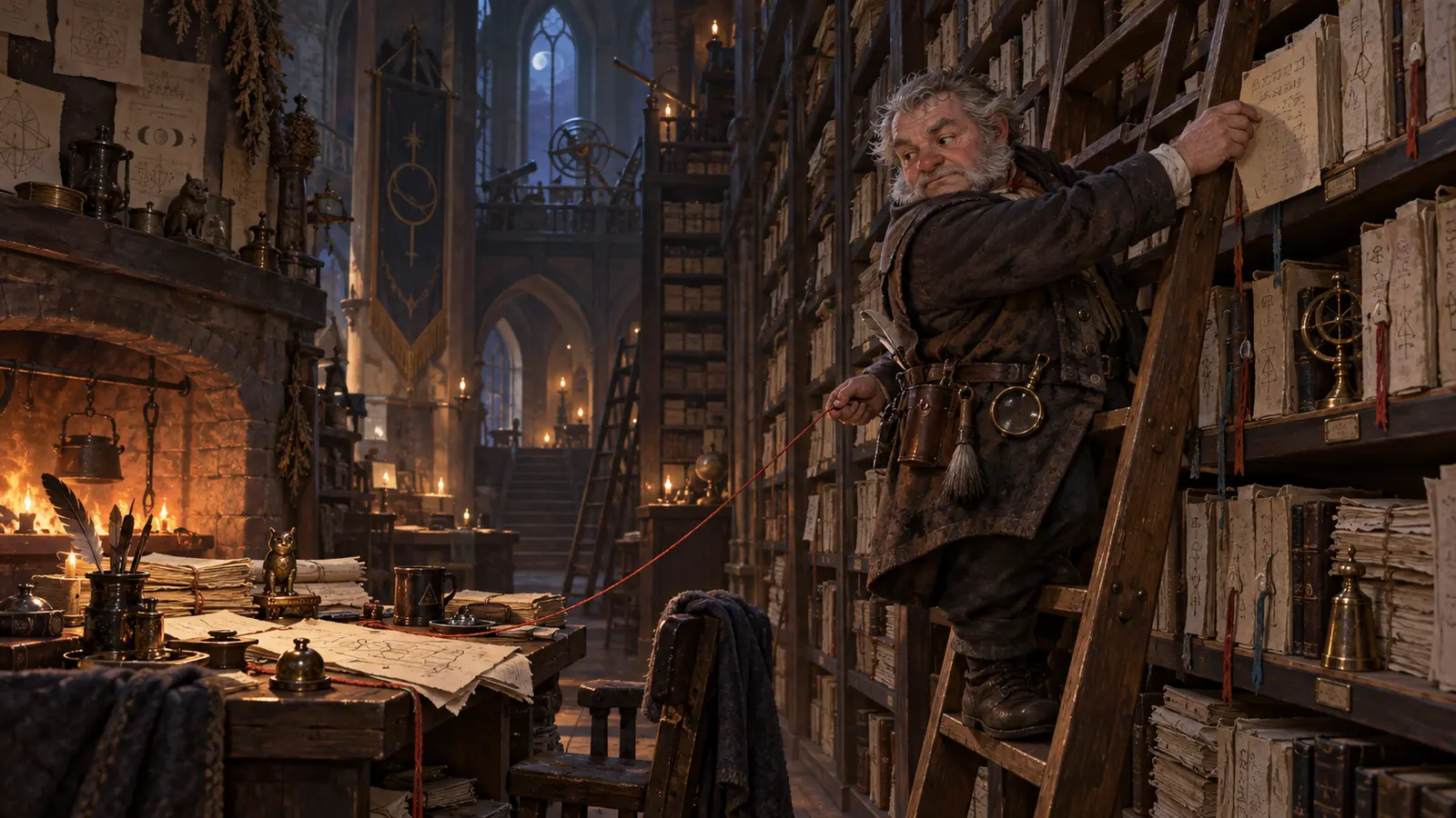 Ravel Vexa, copiste de Deneir gnome, en activité dans son environnement.