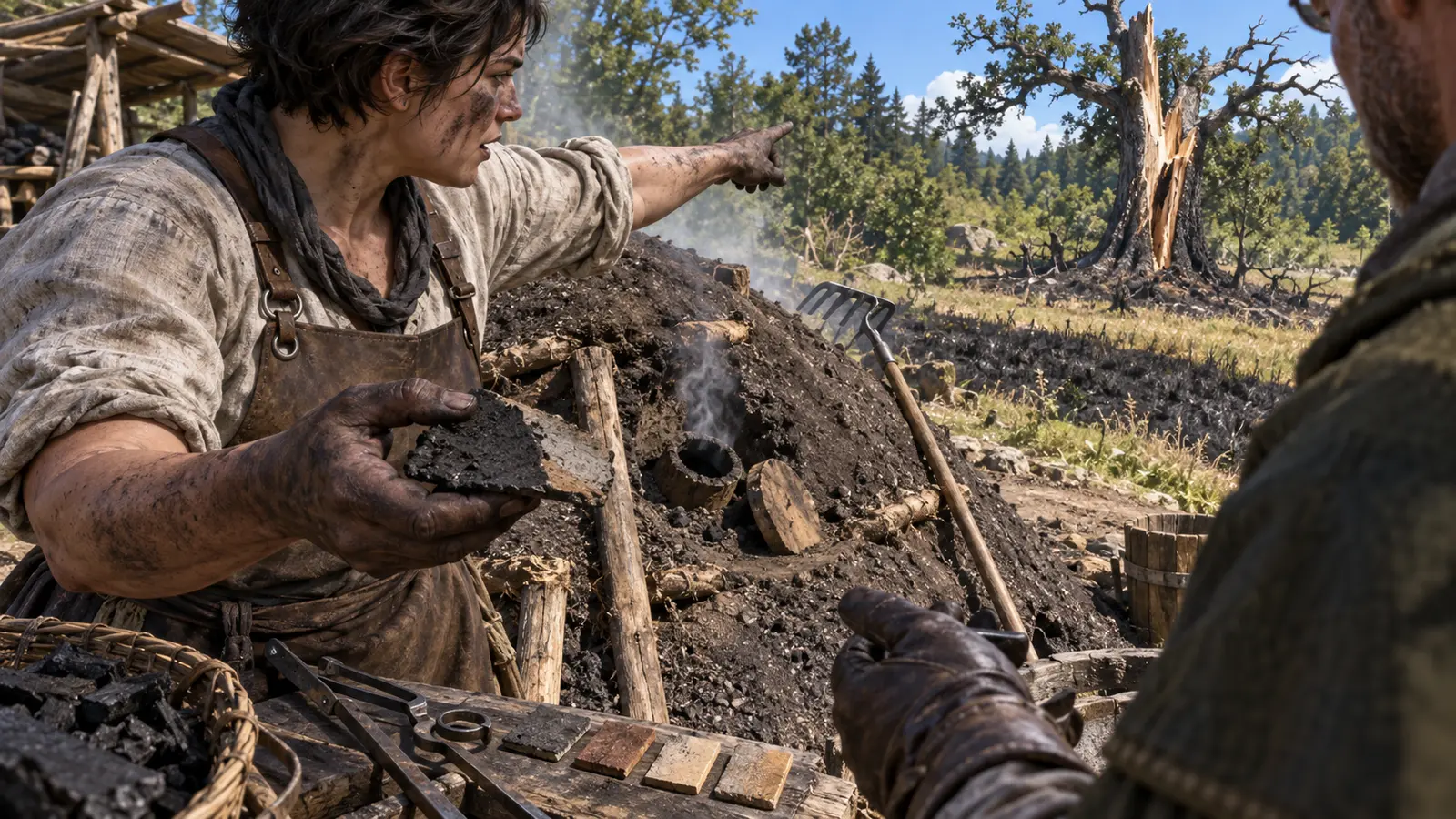 Reva Kessler, charbonnière humain, en activité dans son environnement.