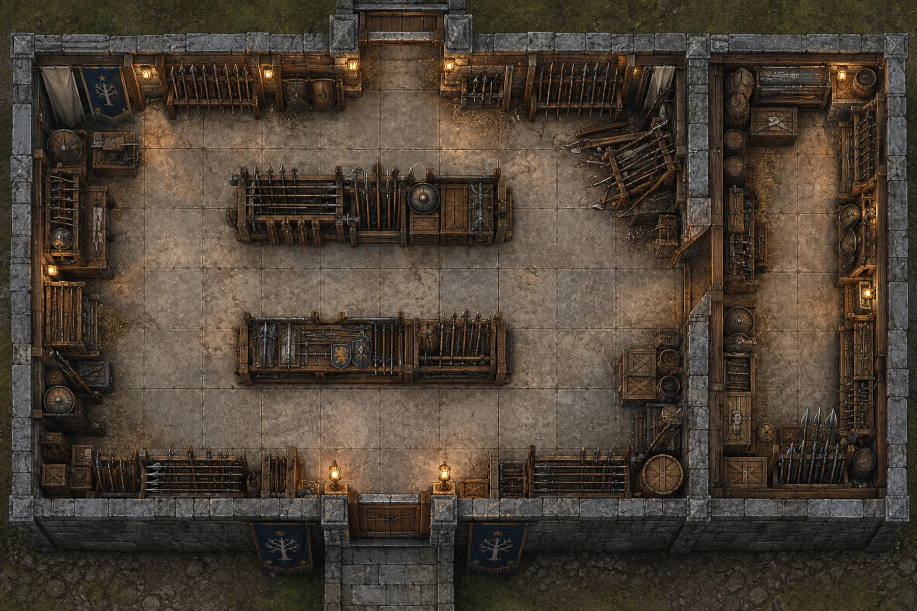 Carte de jeu — La Rouilleuse dans l'Armurerie — version joueur sans grille